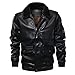 Produktbild LOLIANNI Herren Coat Revers Pelzkragen Ledertasche Flying Jacket Tactical Outwear Mantel Kunstlederjacke Manner-Jacke Leder-Jacke Gesteppte Ärmel Übergangs-Jacke Man Biker-Jacke Schwarz
