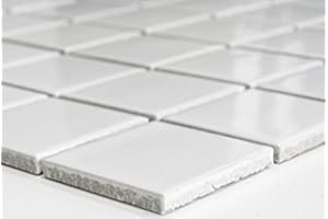 CONWIRE Mosaico quadrato tinta unita bianco lucido ceramica mosaico formato: 48 x 48 x 6 mm, dimensioni foglio: 300 x 300 mm, 1 foglio/opaco