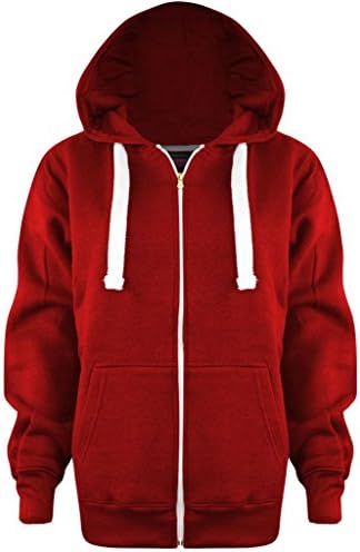 New Ladies Womens PLUS SIZE ALL COLOUR Plain Zipped Hoodies RED UK SIZE 4XL/20