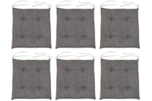 Loft 25 Premium Tufted Seat Pads | Non-Slip Indoor Chair Cushions for Kitchen and Dining Room | Breathable Luxury Pillow with Ties | Lightweight & Comfortable Foam Filling (37x37cm, Graphite, 6)