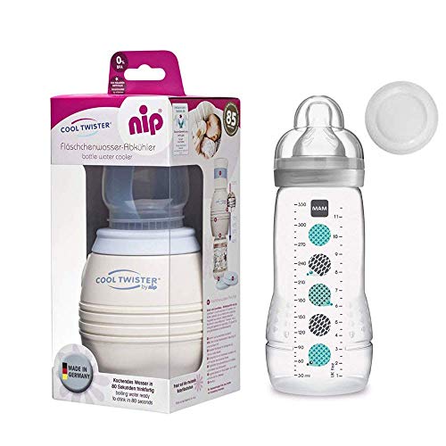 NIP Flaschenkühler Cool Twister inkl. inkl. 1 x MAM BabyBottle Easy Active Flasche 330ml mit Sauger 4 Mo+