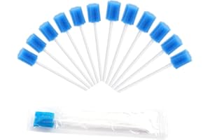 NAISFEI 100 Stück Einweg Mundpflege Schwamm, ETragbare Mundschwamm Einweg,Cotton Sponge Mundpflege Mundhygieneschwamm,Mundpflegestäbchen für Reinigung Zahnkliniken(Blau)