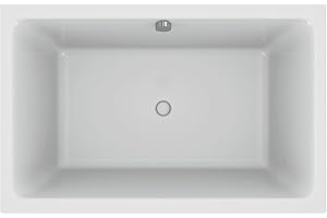 Jacob Delafon - Pack Baignoire Bain-Douche CAPSULE + Vidage - Pieds Réglables Quick Clip - Gain de Place - Surface Antibactérienne - Fabrication Française - 140 x 90 cm - Acrylique, Blanc - E6D223-00