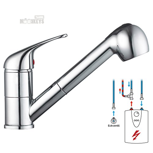 Niederdruck Spültischarmatur mit herausziehbarer Geschirrbrause Wasserhahn Küche Spülbecken Spültisch Armatur Küchenarmaturen Waschtischarmatur Waschbeckenarmatur Einhebelmischer Chom