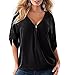 Price comparison product image Womens Chiffon Zipper V-Neck Crop Top Blouse, Kanpola Ladies Solid Color Half Sleeve Casual OL Work Tops Plus Size Tunic T Shirt