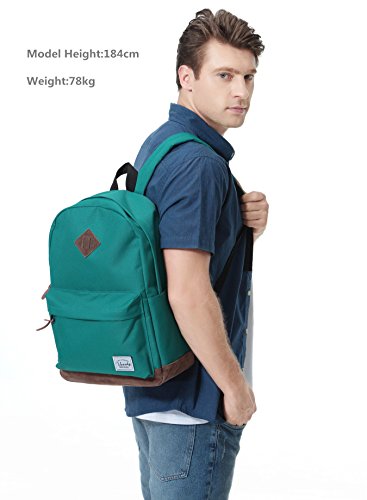 Vaschy Jungs Schulrucksack Leichte Rucks  cke Rucksack Herren Wasserabweisende Rucks  cke Reiserucks  cke Passt 14-Zoll Laptop  See Gr  n 