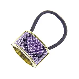Ponytail Cuff Holder, Stretchy Elastic Hair Tie?Cuff Wrap for Womens and Girls Medium Thick Hair, Purple Snakeskin