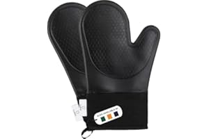 Silicone Oven Gloves Heat Resistant by Laffair - Black Oven Gloves Silicone Oven Mitts Heat Resistant - Premium Non-Slip Design Kitchen Gloves
