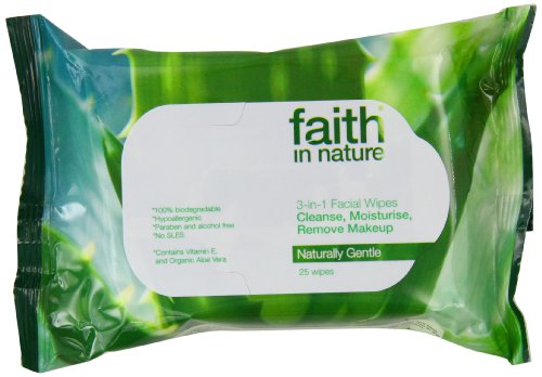 Faith In Nature 3 In 1 Facial Wipes Naturally Gentle Cleanse & Moisturise 25 Wipes