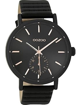 Oozoo Damenuhr mit Lederband 42 MM Schwarz/Schwarz C9189