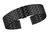 FERZA Home Luxusuhr Ersatzarmband High-End Edelstahl in Schwarz mit Butterfly-Verschluss (Size : 16)