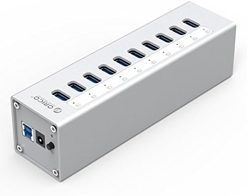 ORICO 10 Port Aluminum USB 3.0 HUB with 12V3A Power Adapter and 3.3Ft. USB3.0 Cable - Sliver [A3H10]