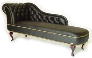 EDLES RECAMIERE/CHAISELONGUE/CHAISE ECHT LEDER SCHWARZ: Amazon.de