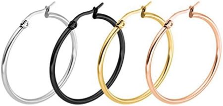Stainless Steel Hypoallergenic Hoop Hug gie Earring Sets 4 Pairs for Women Valentine's Day Birthday Holiday Gift (60)