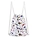 Produktbild YoungRich Beutel Turnbeutel Mädchen Damen mit Kordelzug Animal Pattern Canvas Rucksack mit Kordelzug Drawstring Bag Umhängetasche Schulrucksack Sportbeutel für Picknick Wandern 34 × 42 cm Weiß Läuft