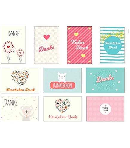 30 Dankeskarten Mit Kakteen & Wildblumen – Recyceltes Papier, 10 Designs