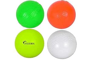 Kosma Pack of 4 Windball Cricket Ball | Indoor & Outdoor Soft Training Cricket Ball for Coaching Practice (1 Pc Each Orange, White, Fluorescent Yellow, Green)