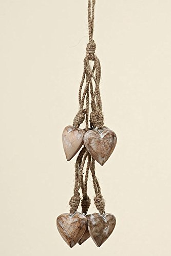 Colgante Guirnalda de Cuerda y Corazones Marrones L42 cm