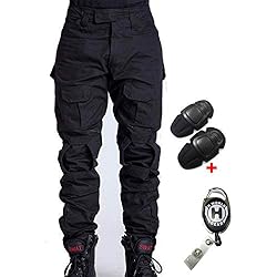 H Welt EU Pantalon militaire pour homme, pantalon avec genouillères pour jeux de stratégie, airsoft, paintball, tir, combat L noir