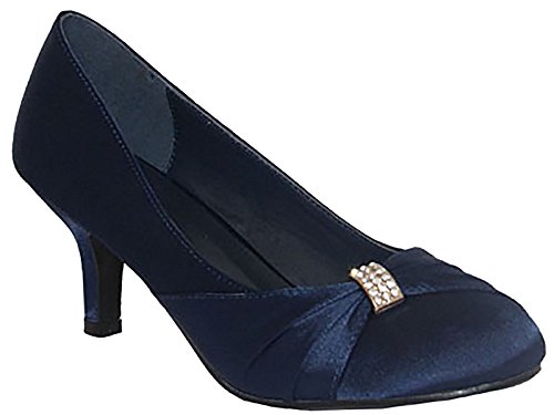 ladies navy kitten heel shoes