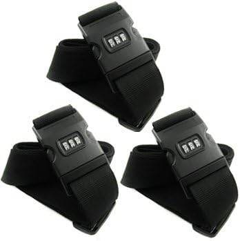 KF 3 Dial Combination Lock Luggage Strap [Set of 3]
