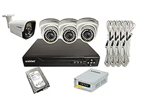 Envision 1080p or 2 MP Hd camera set 4 Nos ( 3 Dome camera, 1 Bullet camera, 4 channel XVR-1 SATA, 1 TB Surveillance HDD, 4 Nos 3+1 Cable (Video + Power end to end pre connected cable (10 Mtr)),, 1 no 4 Port SMPS)