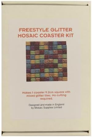 Glitter Tile Mosaic Coaster Kit Makes 1 Freestyle Coaster with Glass Glitter Tiles