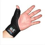 Férula de pulgar extraíble: orificio individual para pulgar y férula extraíble para mantener el pulgar inmovilizado y protegido de lesiones.