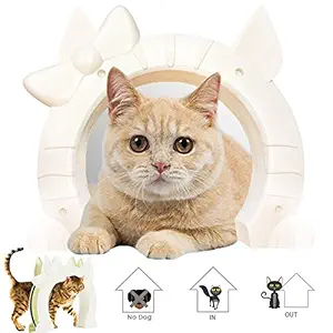 SlowTon Cat Door, Pet Door for Cats Interior Door 2 Way Kitty Hole Shape Pass Fits Hollow Core Glass Solid Door for Cats up to 21lbs, Hidden Litter Box in Basement Laundry Room