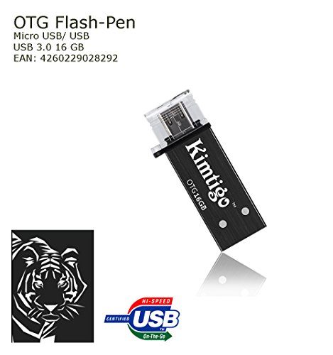 16 GB OTG (On the Go) Speicher Pen USB 3.0 für Samsung Smartphone mit OTG Technologie: zB für Galaxy S2 S3 S4 S5 S6 Note 2 Note 3 Note 4 Edge* für Windows & Apple OS Betriebssystem - Extra Kapazität - Datenaustausch Smartphone PC Dual USB- 16GB schwarz