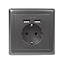 Produktbild Jindia USB Steckdose Grau, Wandsteckdose Schuko Unterputz mit 2 USB 2400mA Anschluss für Android/Apple Smartphone, Tablet, etc.
