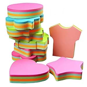 Blocs De Feuilles Autocollantes Amovibles - 6 Modèles Fun (cœurs, Ours, Flèches...) - 100 Feuilles/pack - 76x76 Mm - 4 Couleurs