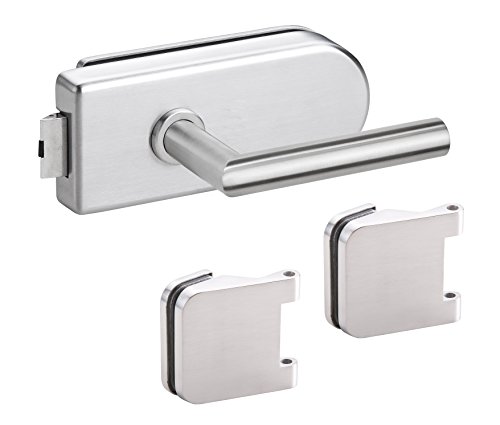 Preisvergleich Produktbild Stil-Echt GmbH Glastürbeschlag Set, Glastürschloß + Officebänder, Glastürbeschläge Edelstahl, Hermat