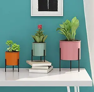 Weston Crafts Metal Planter Stand Set of 3 Modern Design Indoor Outdoor Living Room More Decor