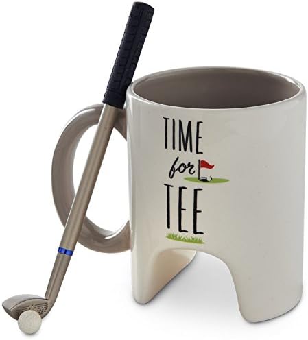 Novelty Golf Mug Gift Set with Mug, Mini Golf Ball and Mini Golf Club Pen (Time for Tee)
