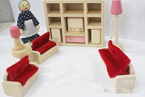 safeinu Wooden Dollhouse Funiture Kids Room Set Toy