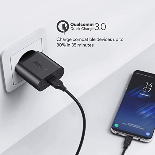 AUKEY Quick Charge 3 0 Chargeur Secteur USB 19 5W Chargeur Mural pour Samsung Galaxy S8 S8  Note 8  LG G5 G6  Nexus 5X 6P  HTC 10  iPhone XS   iPhone XS Max   iPhone XR  iPad Pro Air  Moto G4 etc 