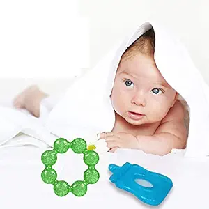 Prime 2 Pcs Baby Soothing Teether Set Silicone Soft-Textured Teether for Sensory Exploration and Teething Relief with Easy to Hold Multicolor Pack of 1