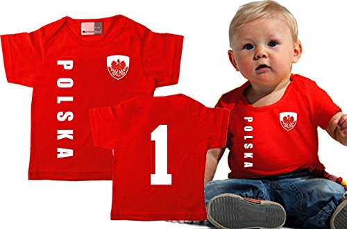 Polen POLSKA BABY T-Shirt – Trikot Look – rot Gr. 68-86 (80/86)