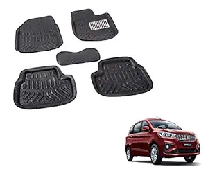Auto Hub EVA, PVC 4D Car Floor Mats Compatible with Maruti Suzuki Ertiga (Model : 2019-2021) -Black.