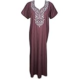 Indiatrendzs Women Cotton Nighty Embroidered Neckline Printed Nightwear Long Nightdress (Chest 42)