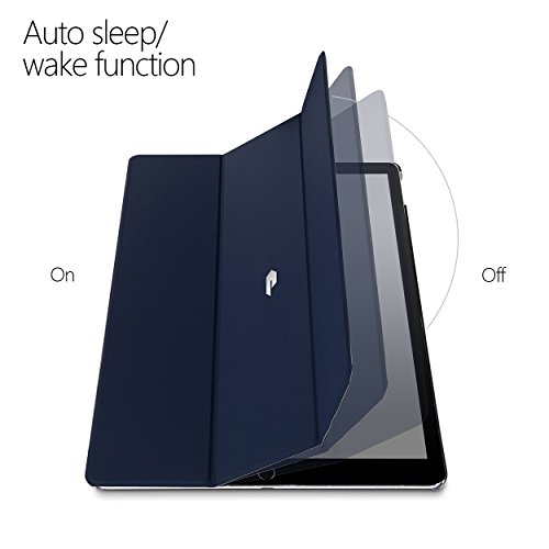 Poetic Slimline iPad Pro 12,9 Schlank Passen Tri-fold Cover Folio Stehhülle mit Automatische Schlaf / Wach-Funktion für Apple iPad Pro 12,9 (2017) Marineblau - 6
