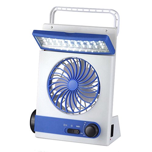 Preisvergleich Produktbild Sansee Mini Multifunktions Solar Wiederaufladbare Lüfter Mit LED Licht Tischlampe Taschenlampe (4211, Blau)