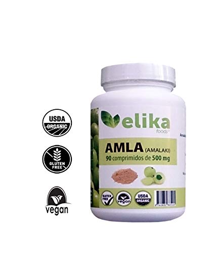 AMLA orgánica/ bio-90 comprimidos 500 mg a base de polvo- ortalecimiento del pelo y piel. Contiene vitamina C, minerales y antioxidantes. Fácil ingestión.