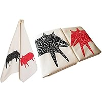 Wolf und Fuchs, 2 Bio Geschirrtücher. Mit Handsiebdruck.