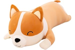FAVOSTA Carino Corgi Imbottito Animale, 60cm Morbido Cane Peluche Giocattolo Corpo Cuscino Cane Peluche, Grande Regalo per Bambini Giallo