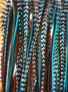 SEXY SPARKLES Feather Hair Extension 5 Feathers 6-10 Turquoise, Genuine Grizzly & Browns Extension for Hair Extension by SEXY SPARKLES