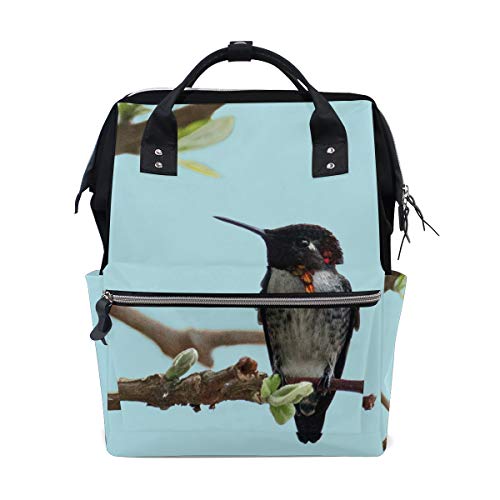 Preisvergleich Produktbild FBTRUST Reiserucksack, Kolibri, Kuba-Muster, große Kapazität, Reiserucksack, Muttertasche, Wickeltasche für Babypflege, Schwarz
