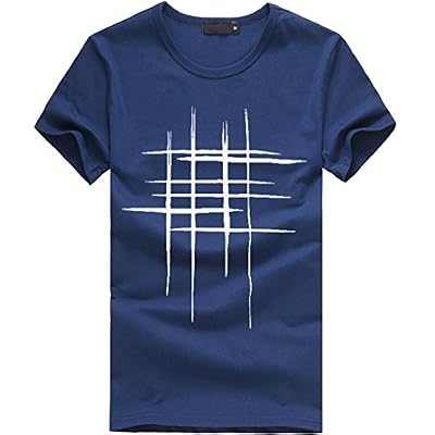 Tefamore-Robe Tefamore Hommes Impression Tees Chemise T-Shirt à Manches Courtes Coton Décontracté Chemisier (XXXL, Marine)