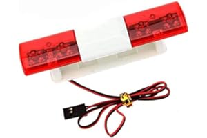 EONANT télécommande Voiture Police lumière, modèle RC Lampe Clignotante rectangulaire LED, pour 1/10 1/8 RC HSP Traxxas Tamiya CC01 4WD Axial SCX10 modèle de Voiture (Rouge)